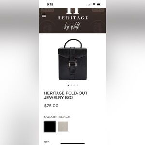 NWT WOLF Heritage Fold-out Black Jewelry Box